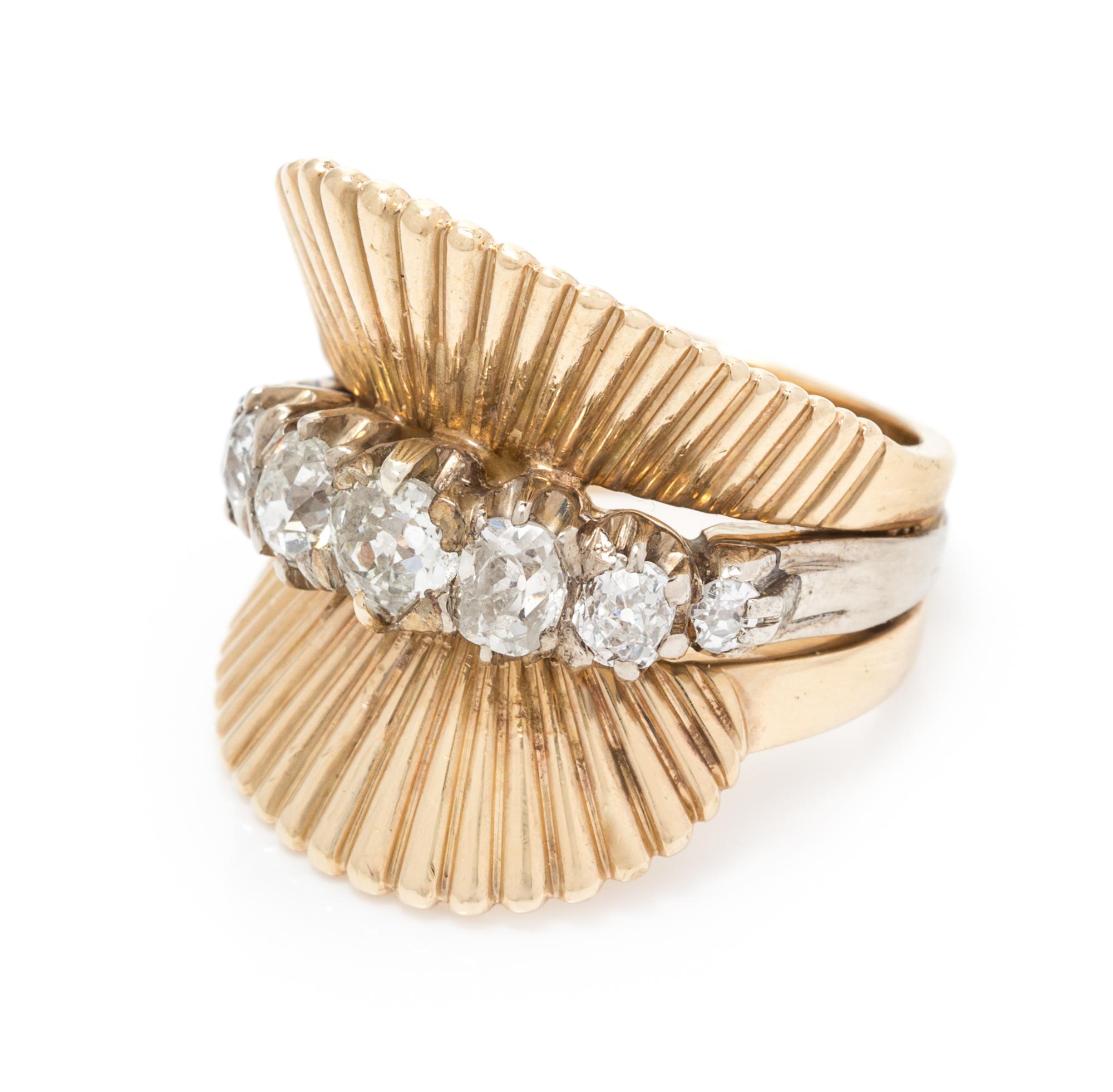 A Bicolor Gold and Diamond Ring, 7.20 dwts.