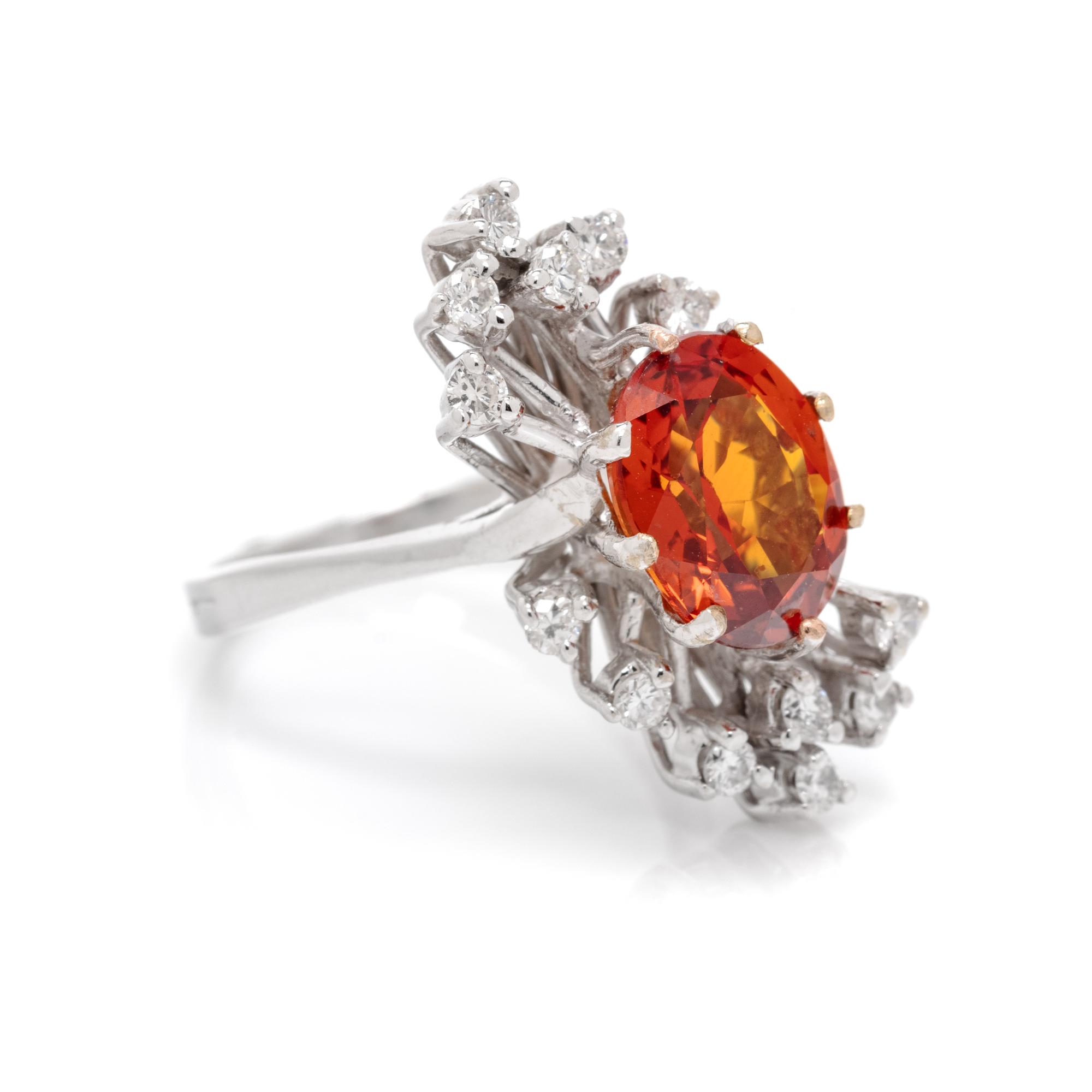 ORANGE SAPPHIRE AND DIAMOND RING