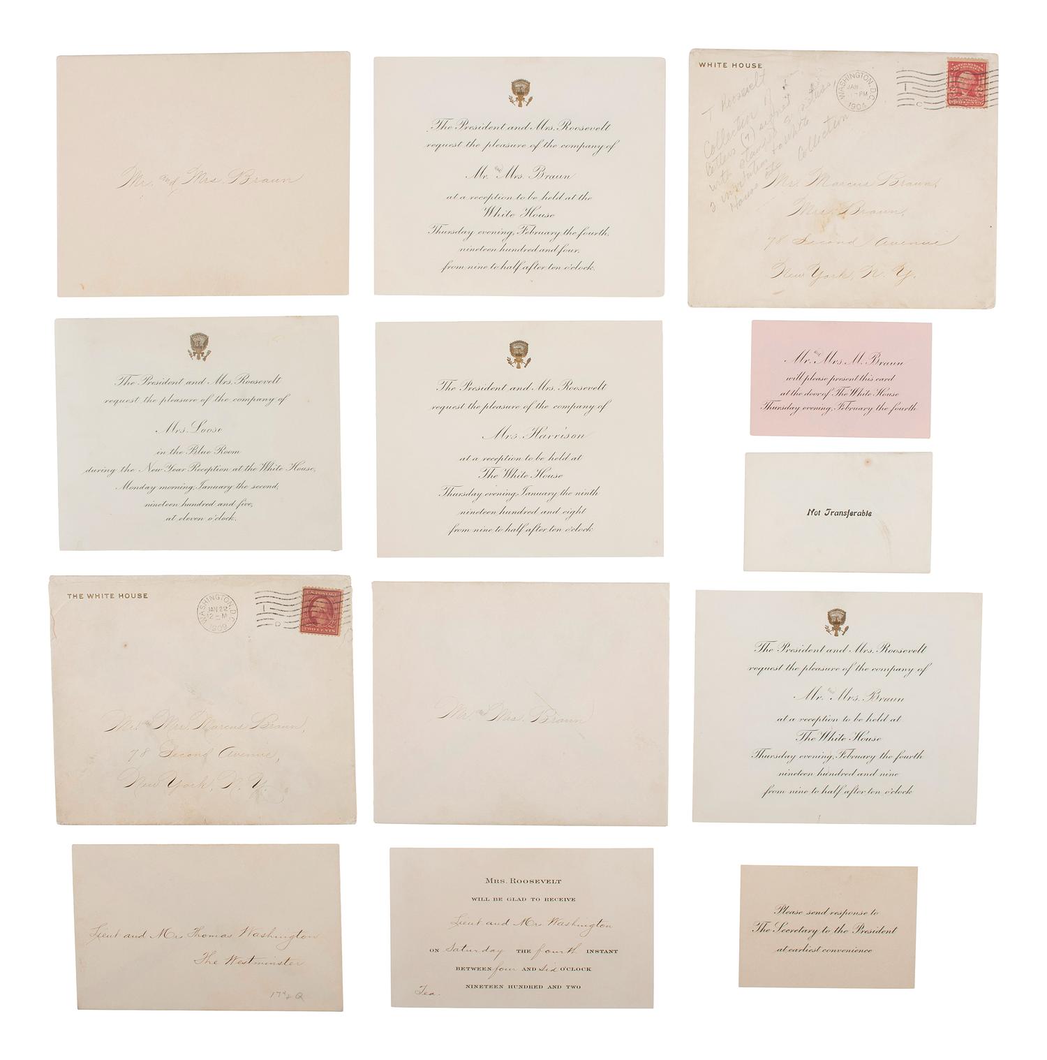 [ROOSEVELT, Theodore (1858-1919)]. A group of inaugural and White House invitations with additional ephemera, comprising: