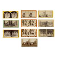 [Lincoln, Abraham]. A group of 13 photos related to Lincoln, his death, and funeral, including buildings draped in mourning.