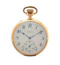 A 14 Karat Yellow Gold Open Face Pocket Watch, Elgin, Circa 1899,