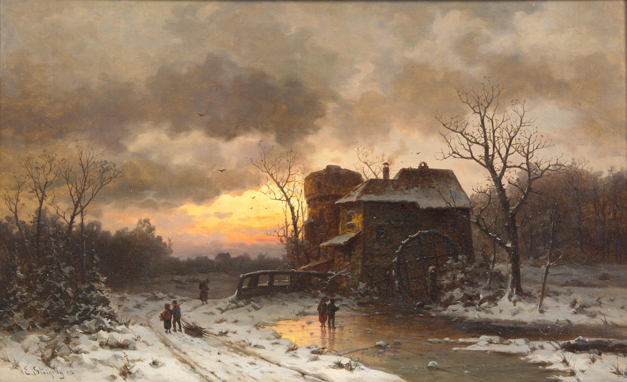 Winter landscape with Children Skating on a Pond, 1882