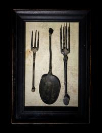 A Group of Roman Bronze Cutlery (Two Forks and One Spoon)