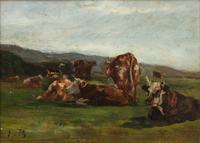 Eugène Boudin, (French, 1824-1898), Étude des vaches