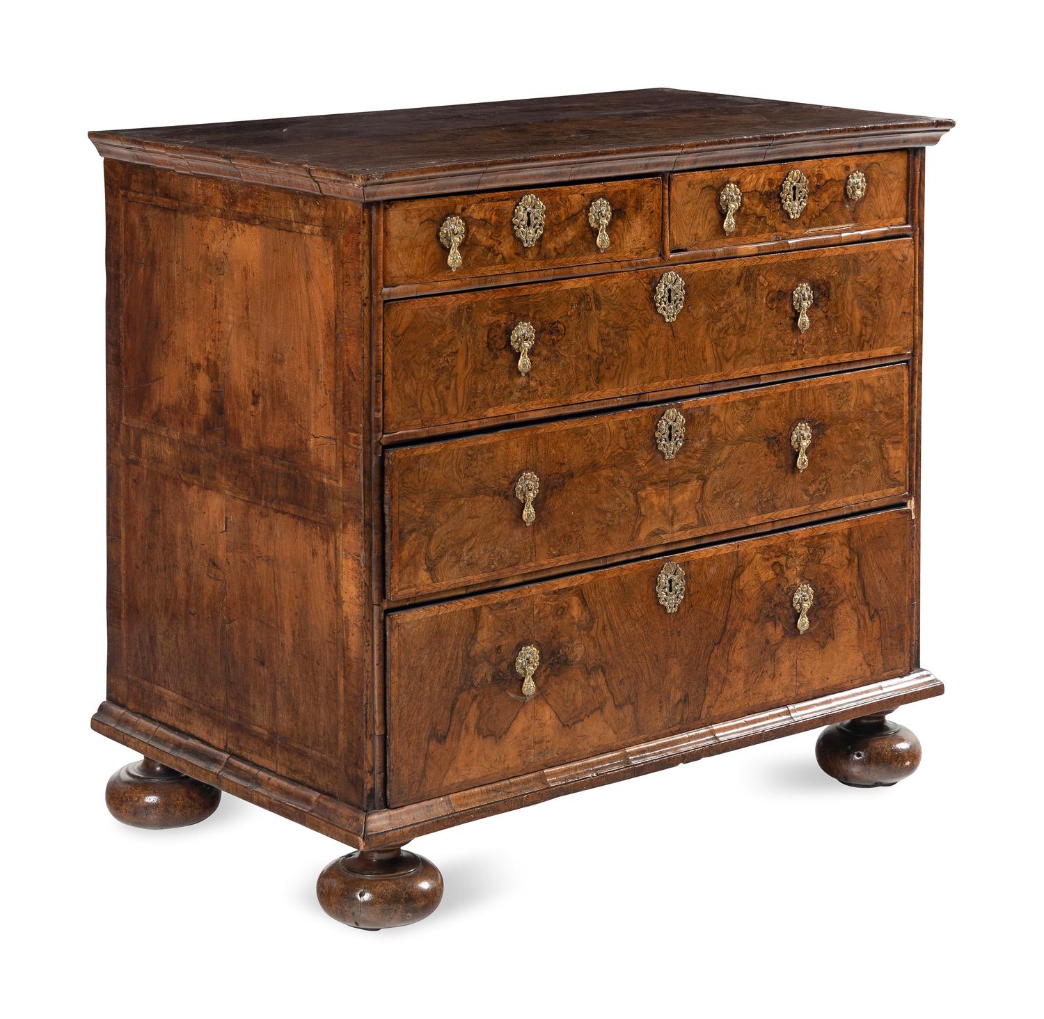 A William and Mary Walnut Chest of Drawers