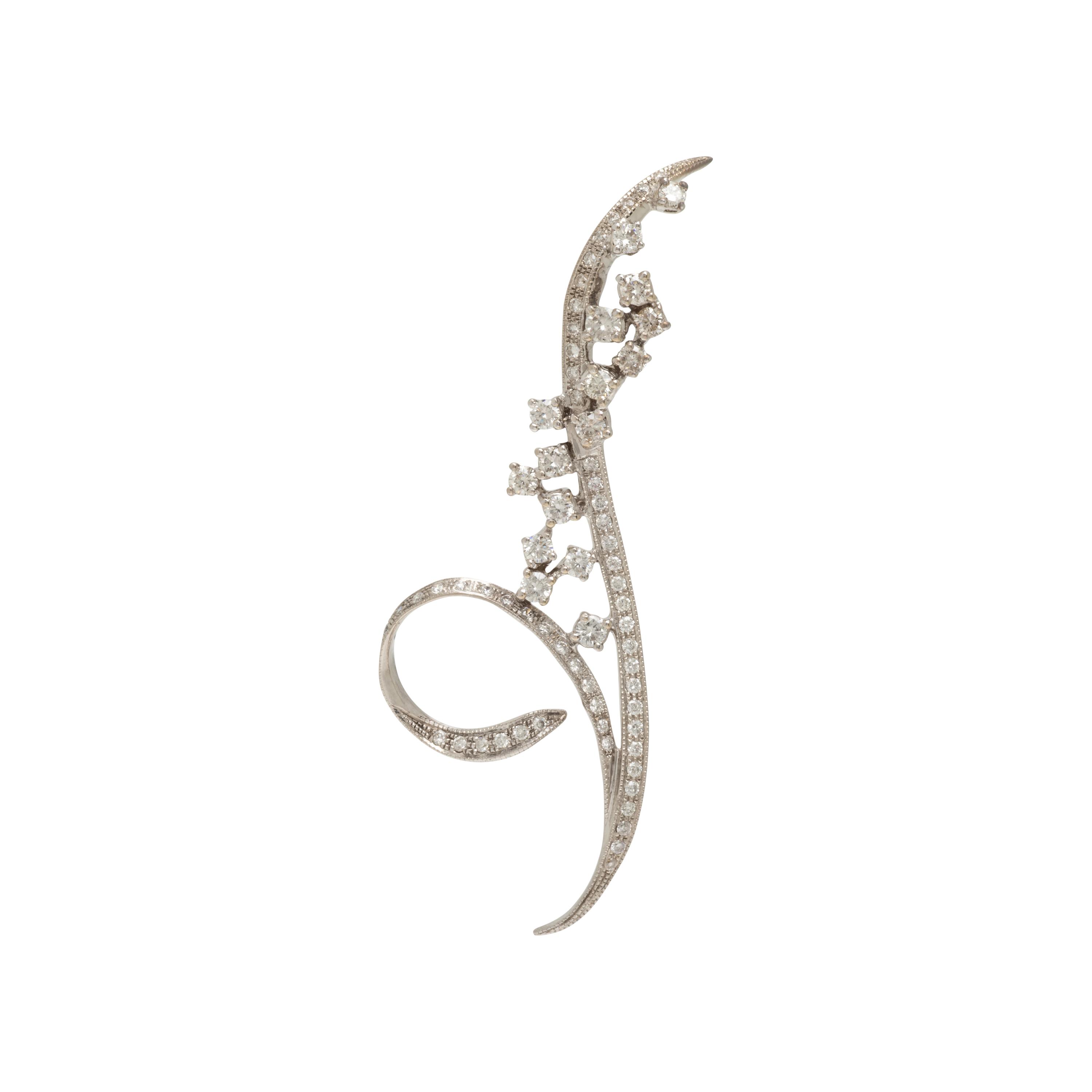 White Gold and Diamond Spray Brooch