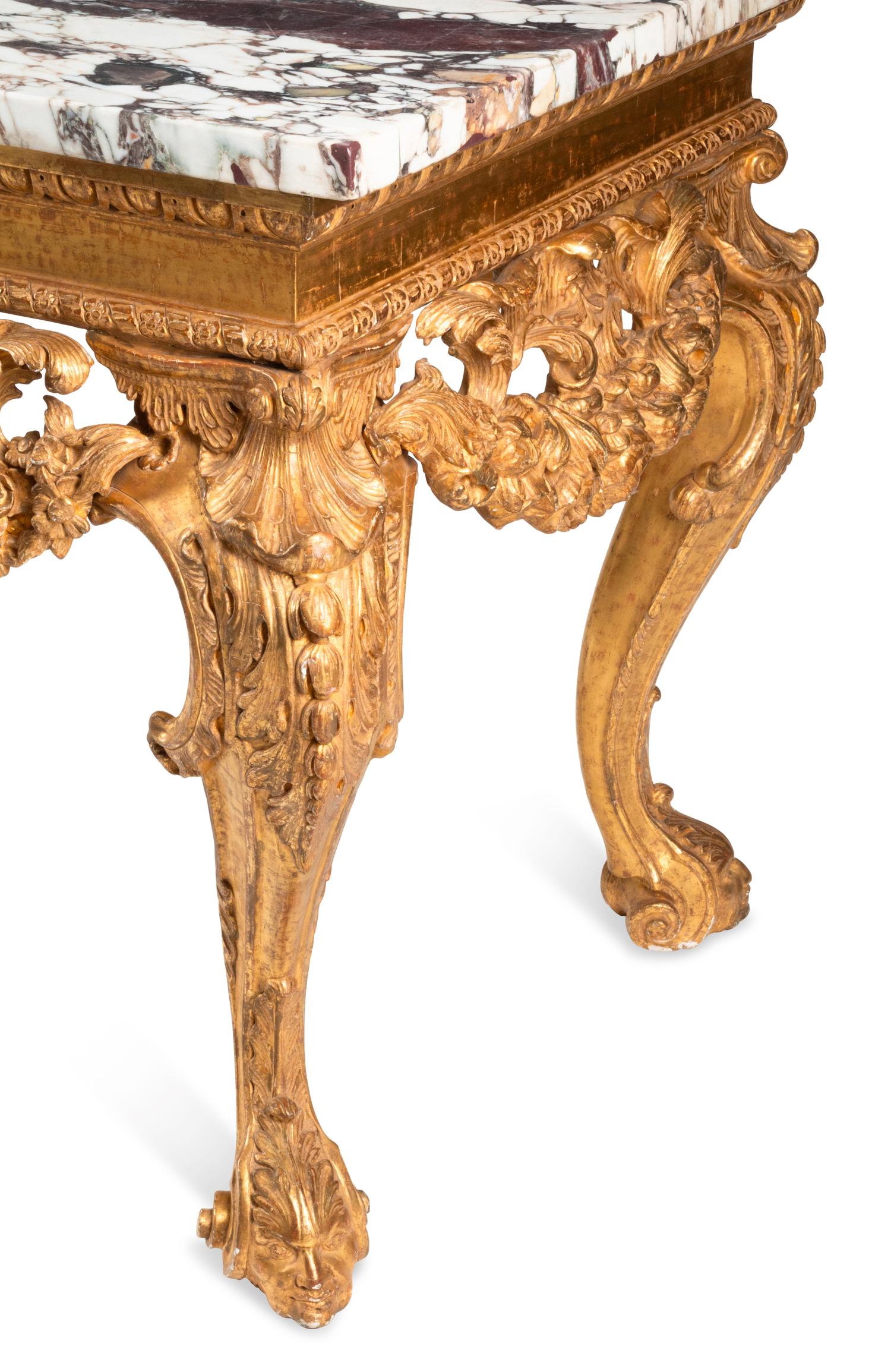 A George II Style Carved Giltwood Marble-Top Console Table
