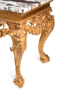 A George II Style Carved Giltwood Marble-Top Console Table