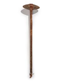 Plains Stone Club, with Buffalo Hide Wrapped Handle