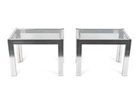 A Pair of Contemporary Chromed Metal and Glass End Tables — 20TH CENTURY