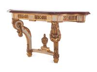 A Régence Style White-Painted and Parcel Gilt Marble-Top Console Table