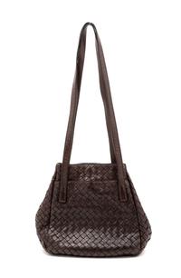 Bottega Veneta Intrecciato Brown Leather Handbag, 1980-2000s