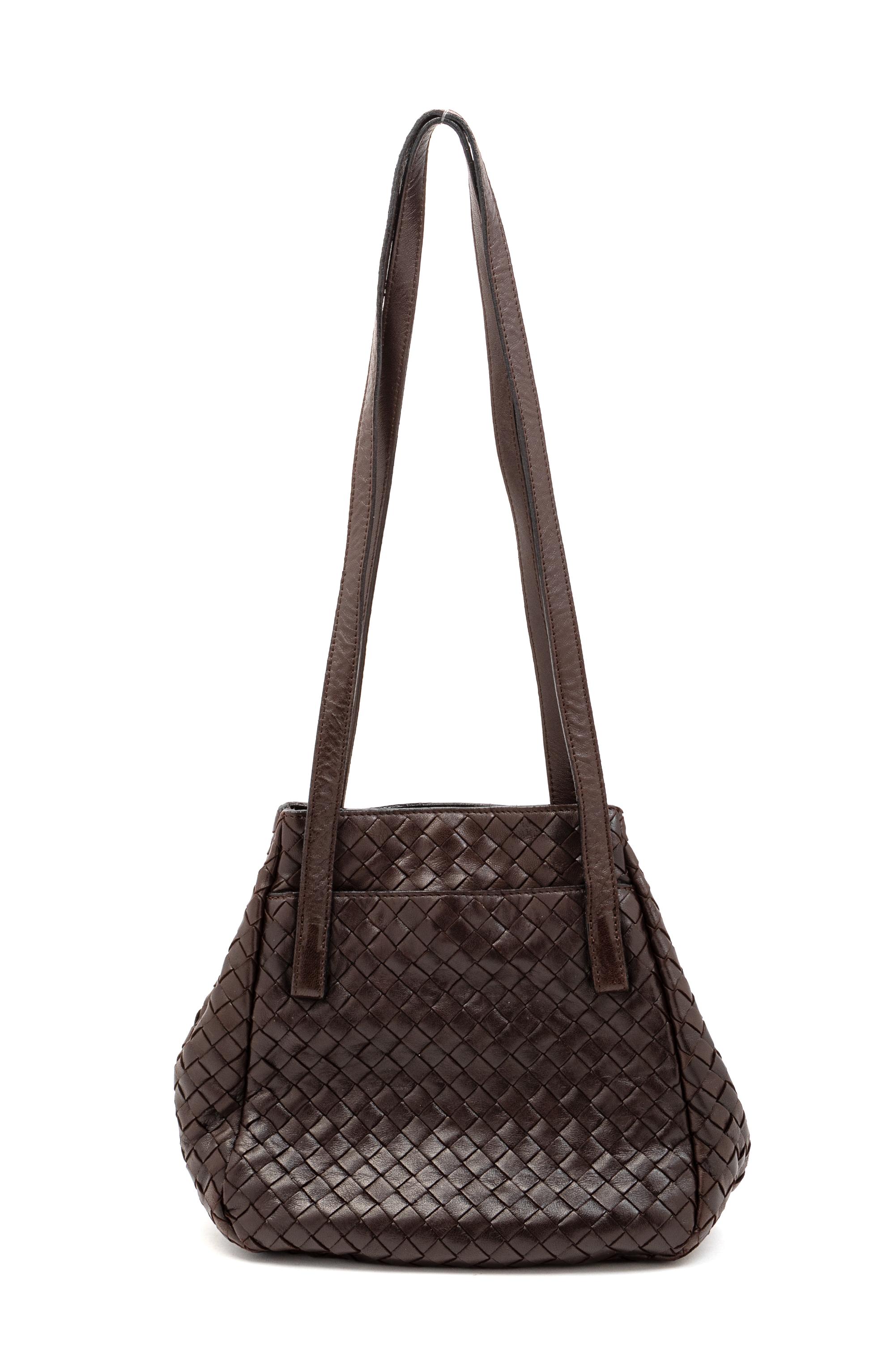 Bottega Veneta Intrecciato Brown Leather Handbag, 1980-2000s