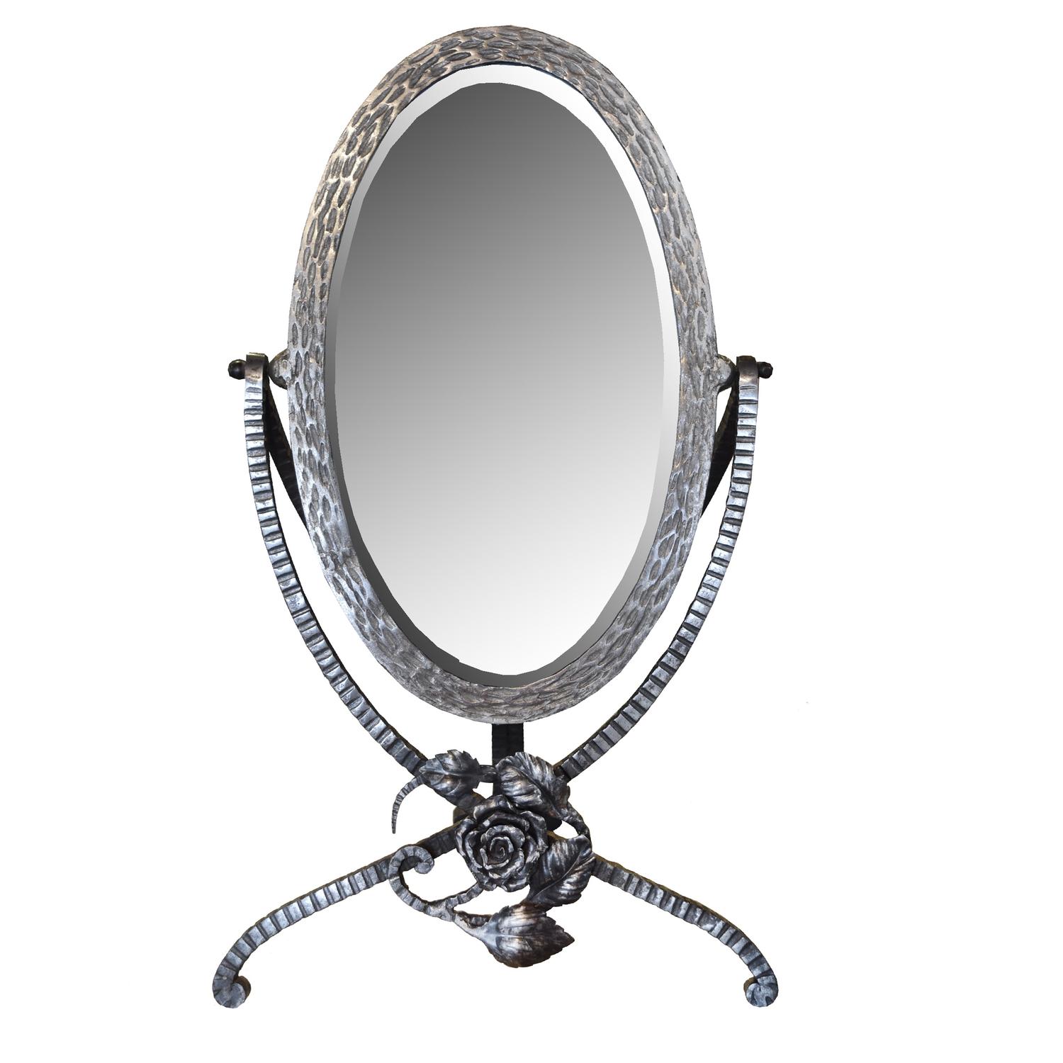A Fer Forge Vanity Mirror 11.25" W x 7.5" D x 19" H — France, Circa 1920