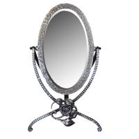 A Fer Forge Vanity Mirror 11.25" W x 7.5" D x 19" H — France, Circa 1920
