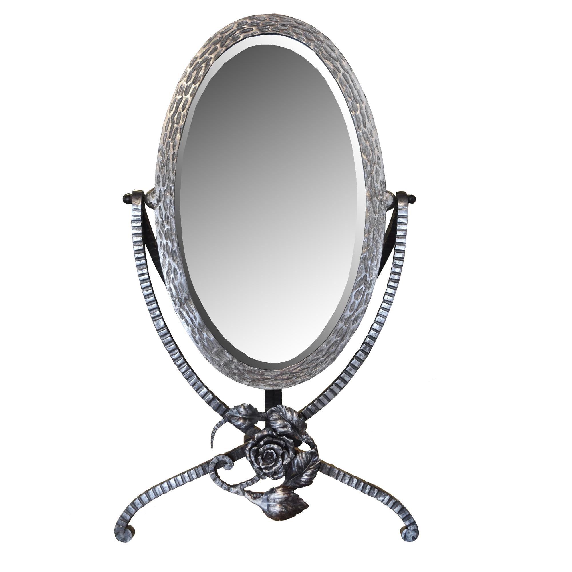 A Fer Forge Vanity Mirror 11.25" W x 7.5" D x 19" H — France, Circa 1920