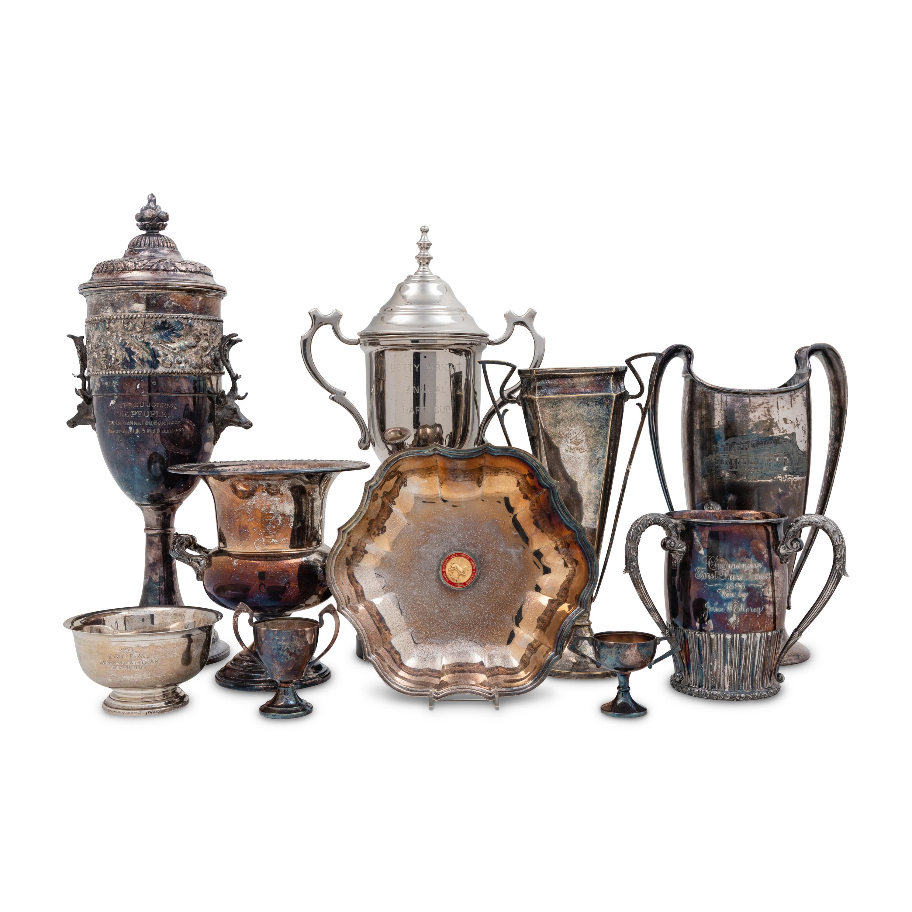 A Collection of Ten Silver-Plate Presentation Hollowware Articles