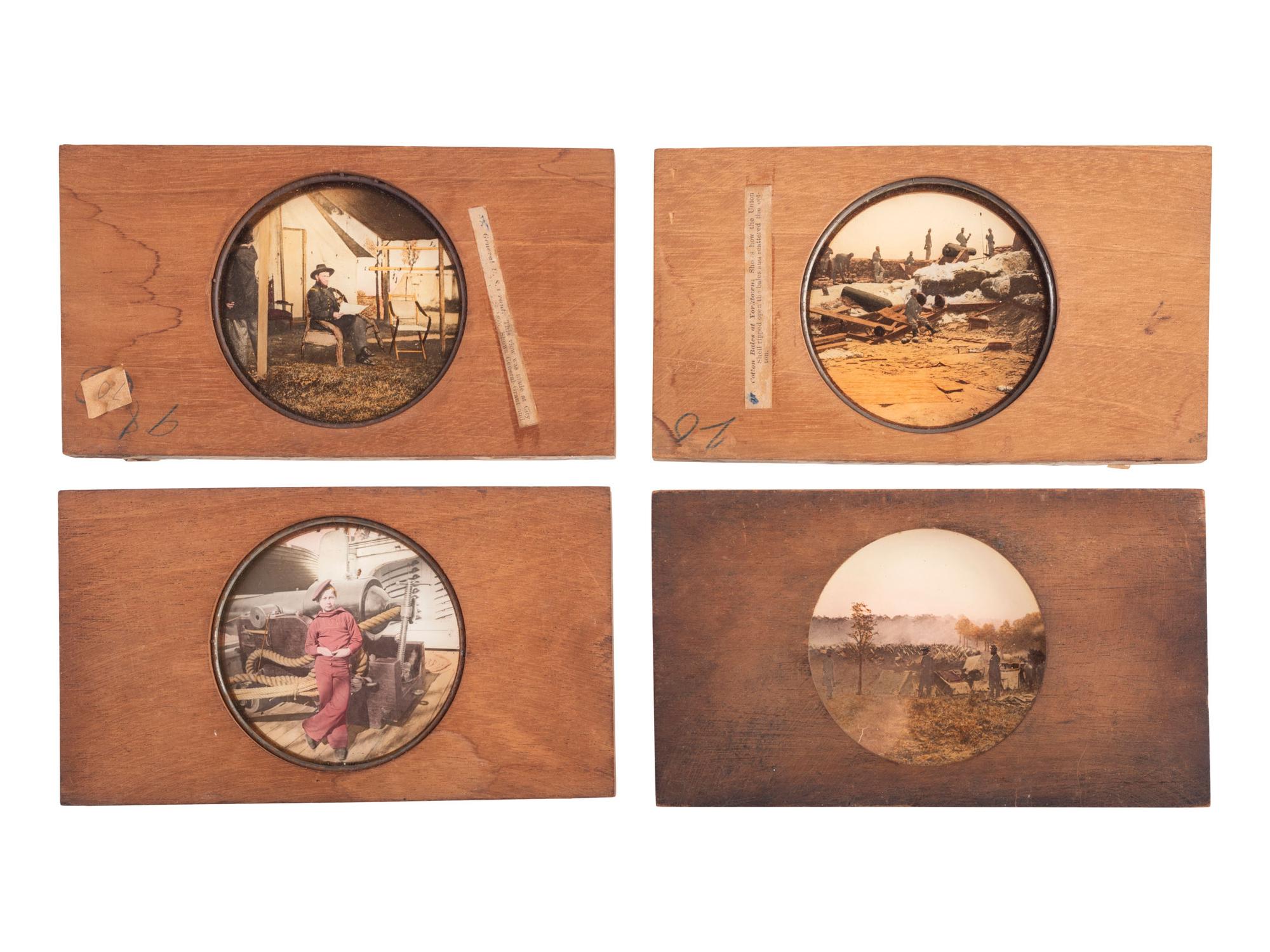 [CIVIL WAR - MAGIC LANTERN SLIDES]. A collection of 100+ assorted glass slides mostly featuring Civil War photographs, including: