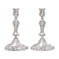 A Pair of Christofle Silver-Plate Candlesticks