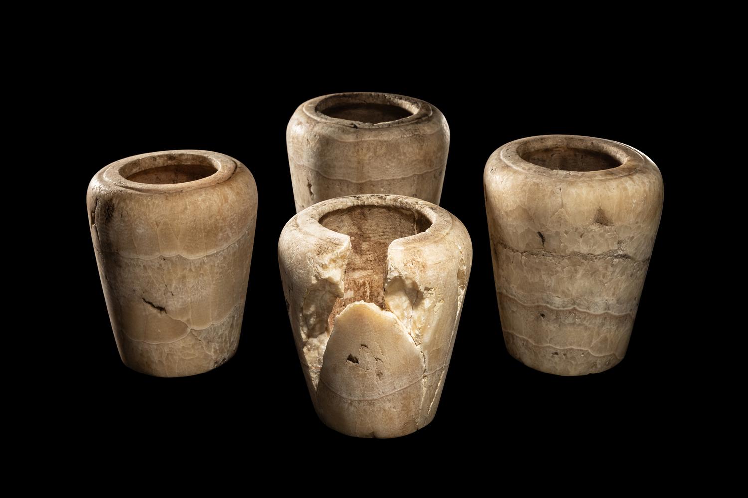 Four Egyptian Alabaster Canopic Jars