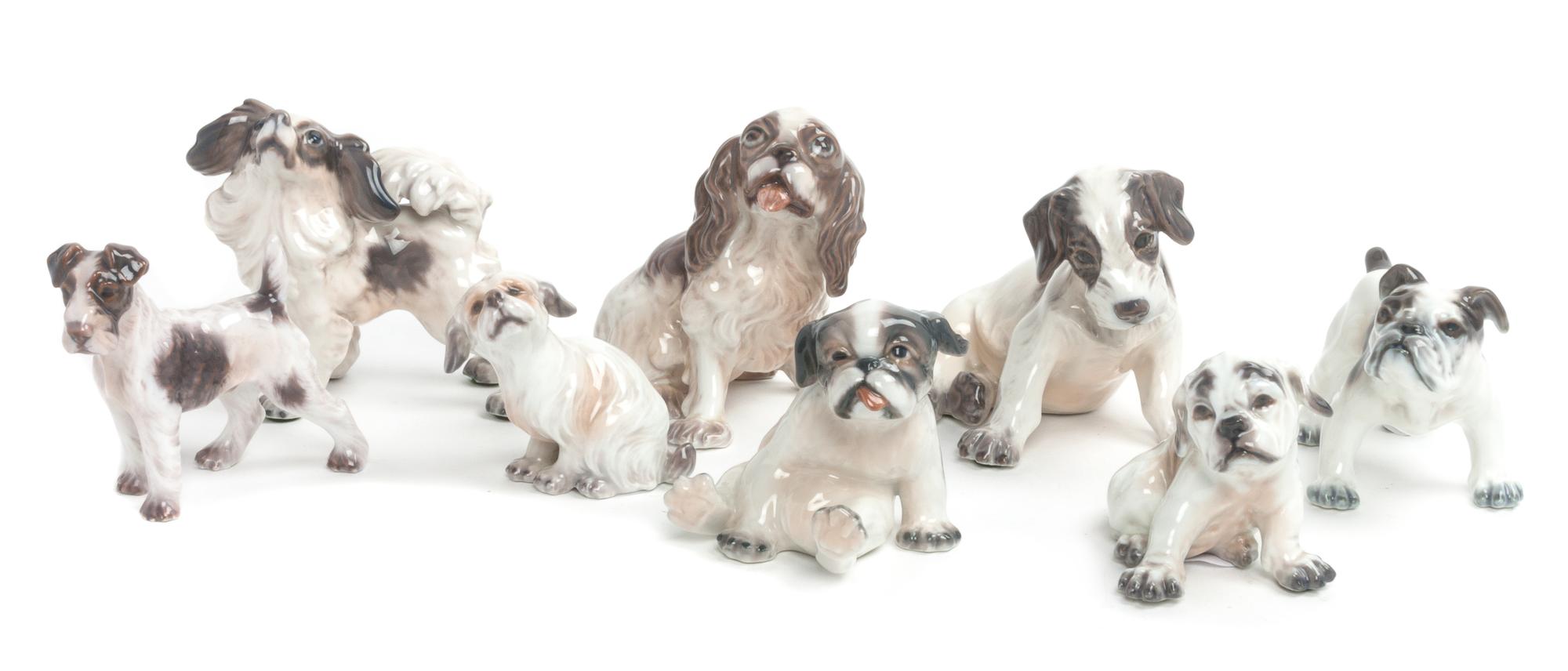 Eight Dahl Jensen Copenhagen Porcelain Figures Width of widest 4 1/2 inches. — 20TH CENTURY