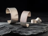 Textured Sterling Silver Cuff Bracelets and Rings