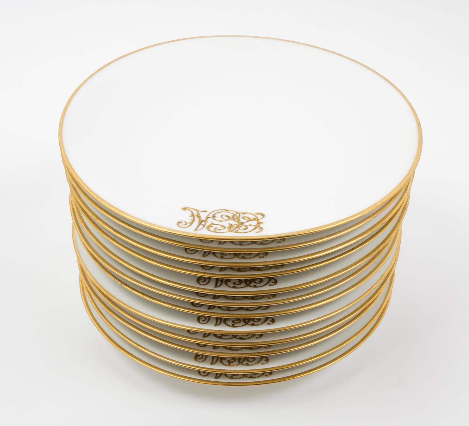 A Set of Twelve Limoges Porcelain Plates Diameter 9 inches. — J.P.L. FRANCE