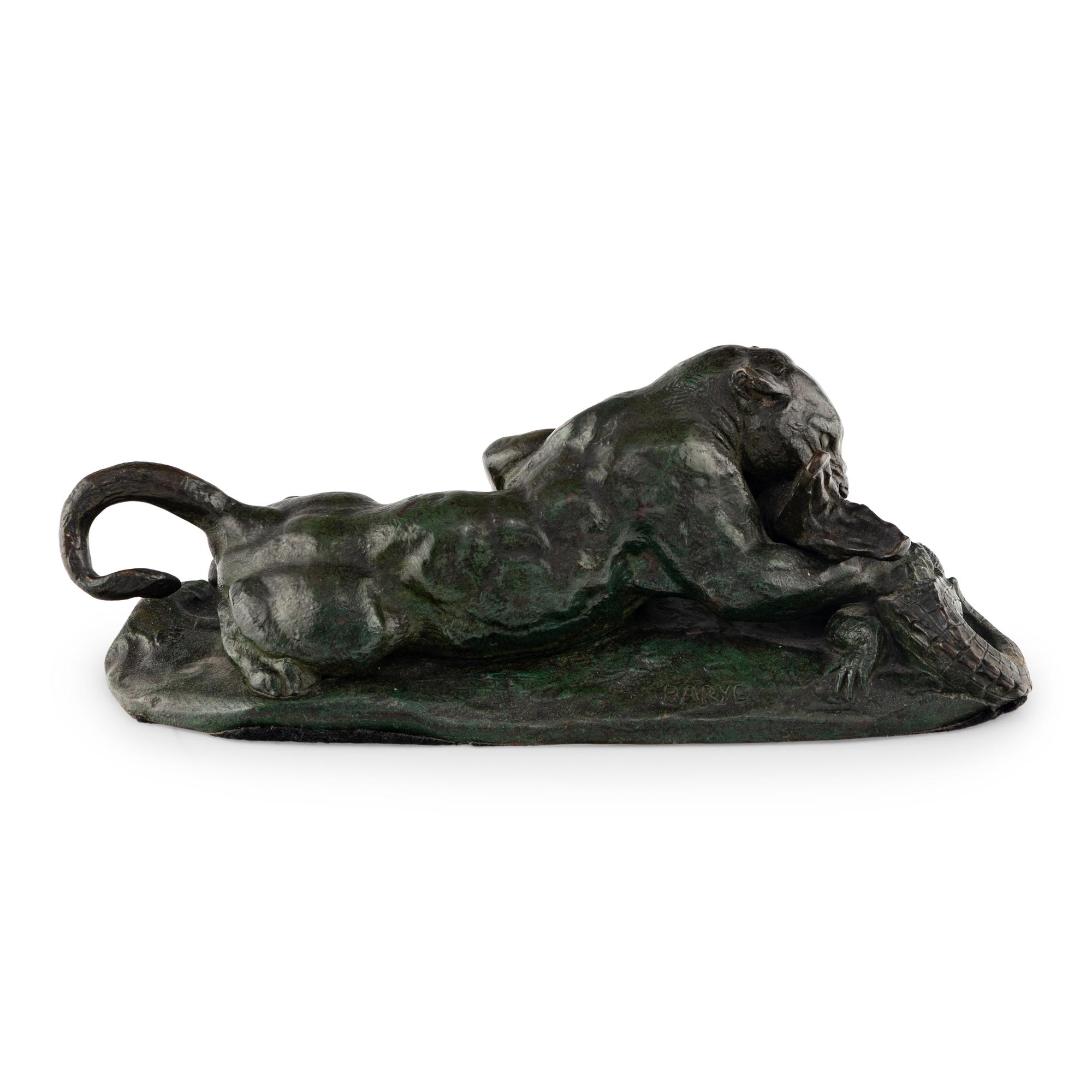 Antoine-Louis Barye (French, 1796-1875) Third Quarter 19th Century — Jaguar Dévorant un Crocodile