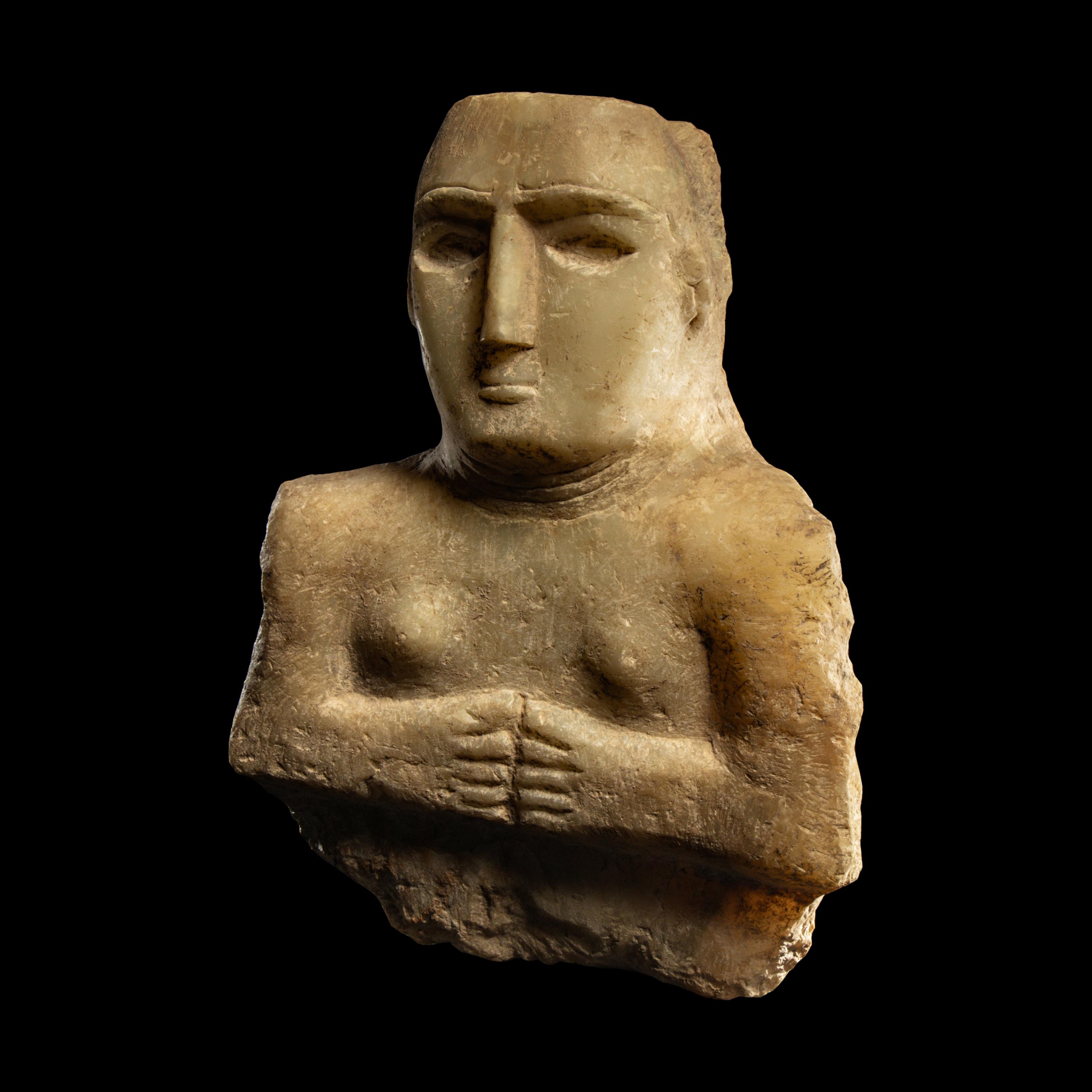 A South Arabian Alabaster Bust of a Woman