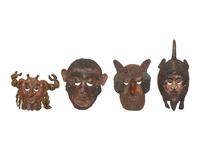 Four Mexican Copper Festival Masks