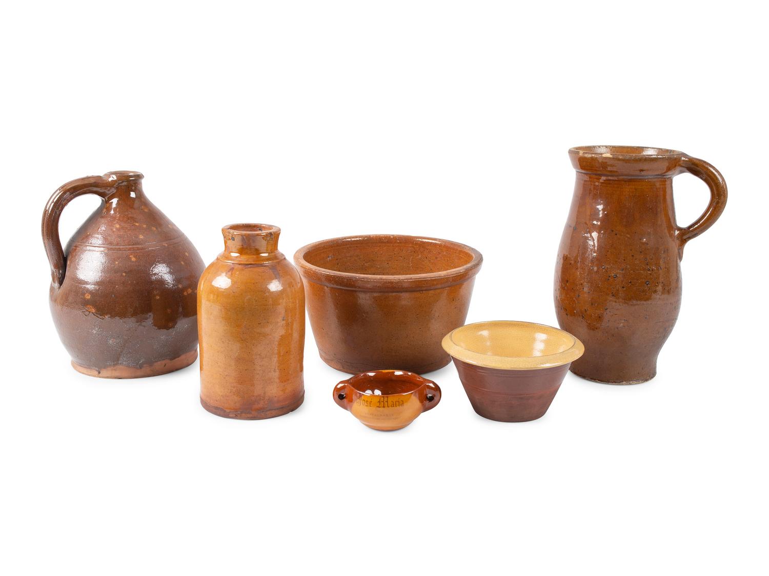 Six Redware Vessels