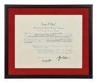 [POLITICS]. [PERKINS, Edward Joseph (1928-2020)]. A group of 9 appointments by Presidents Reagan, Bush, Clinton, and Bush to Perkins, presumably with secretarial or facsimile signatures, including: