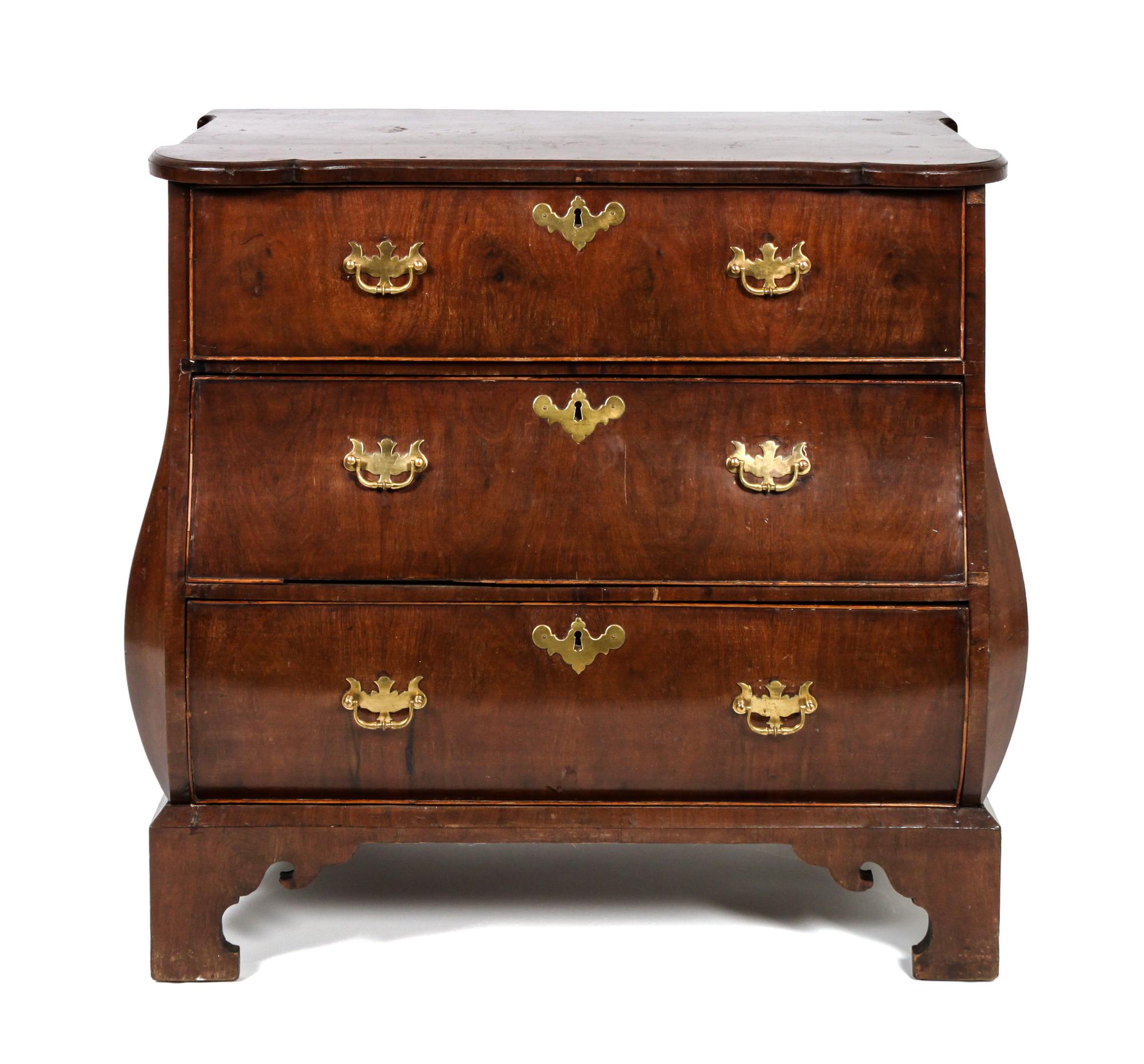 A Dutch Walnut Commode Height 31 3/4 x width 32 1/4 x depth 18 inches