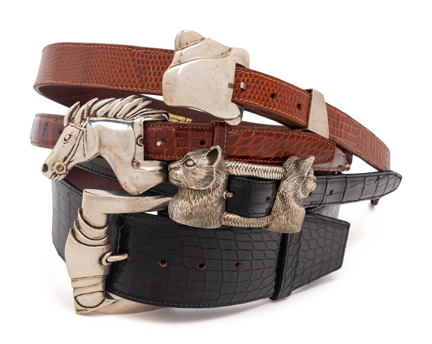 Five Kieselstein-Cord Sterling Silver Belts