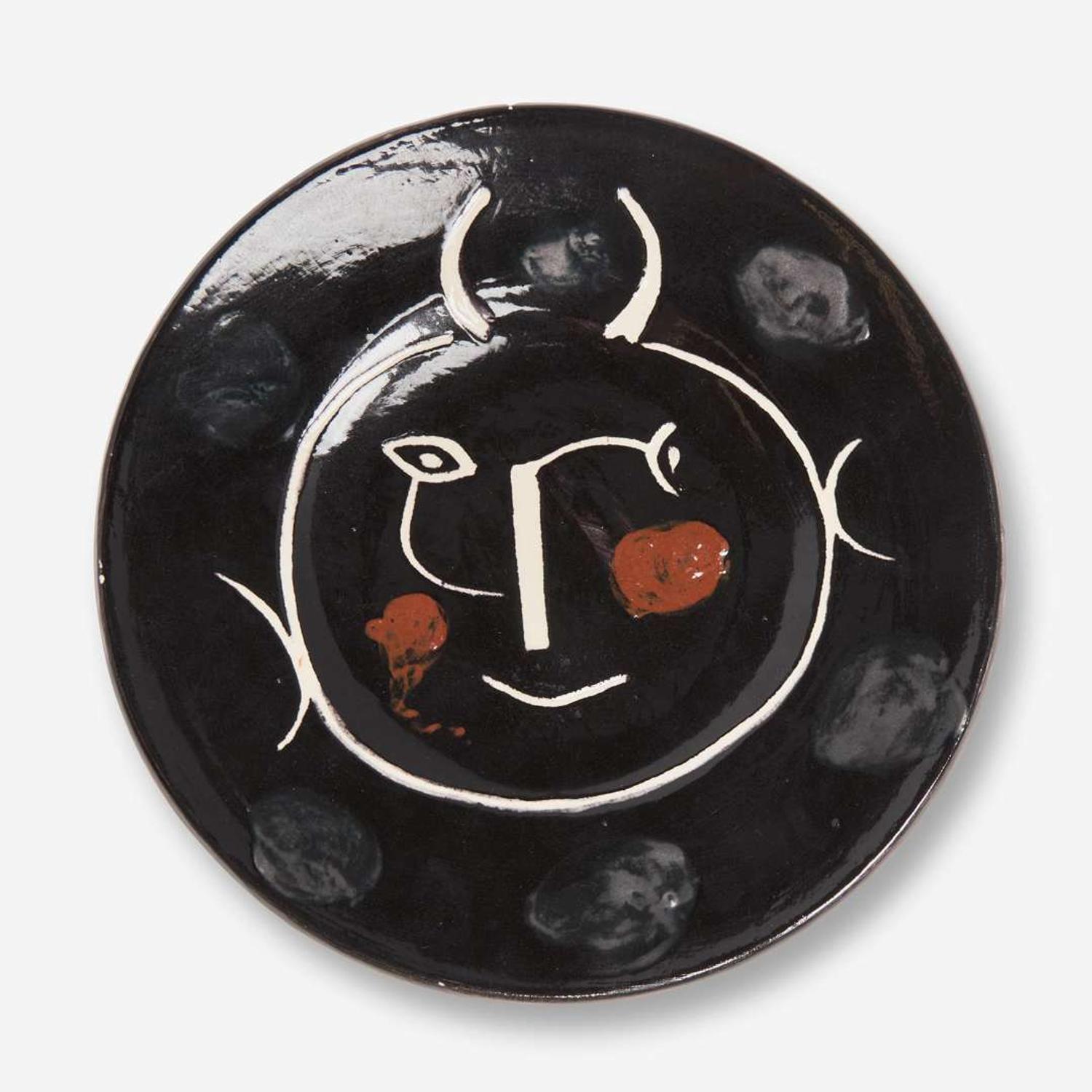 Pablo Picasso (Spanish, 1881-1973) Plate E from Visage Noir Service