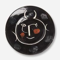 Pablo Picasso (Spanish, 1881-1973) Plate E from Visage Noir Service
