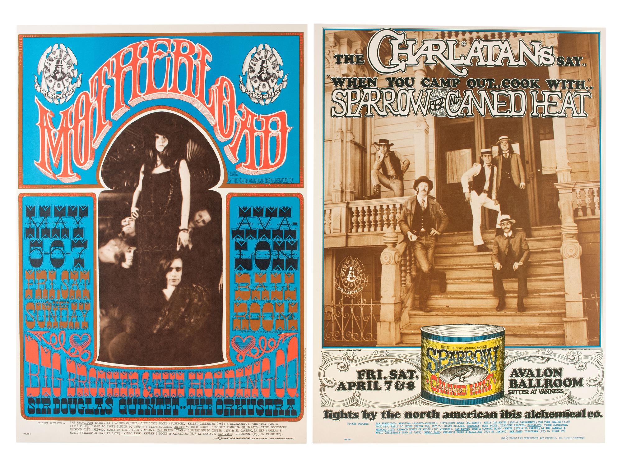[MUSIC] -- [POSTERS]. MOSCOSO, Victor, GRIFFIN, Rick, HUNTER, George, and GREENE, Herb, artists. A group of 8 Family Dog posters from 1967, comprising: