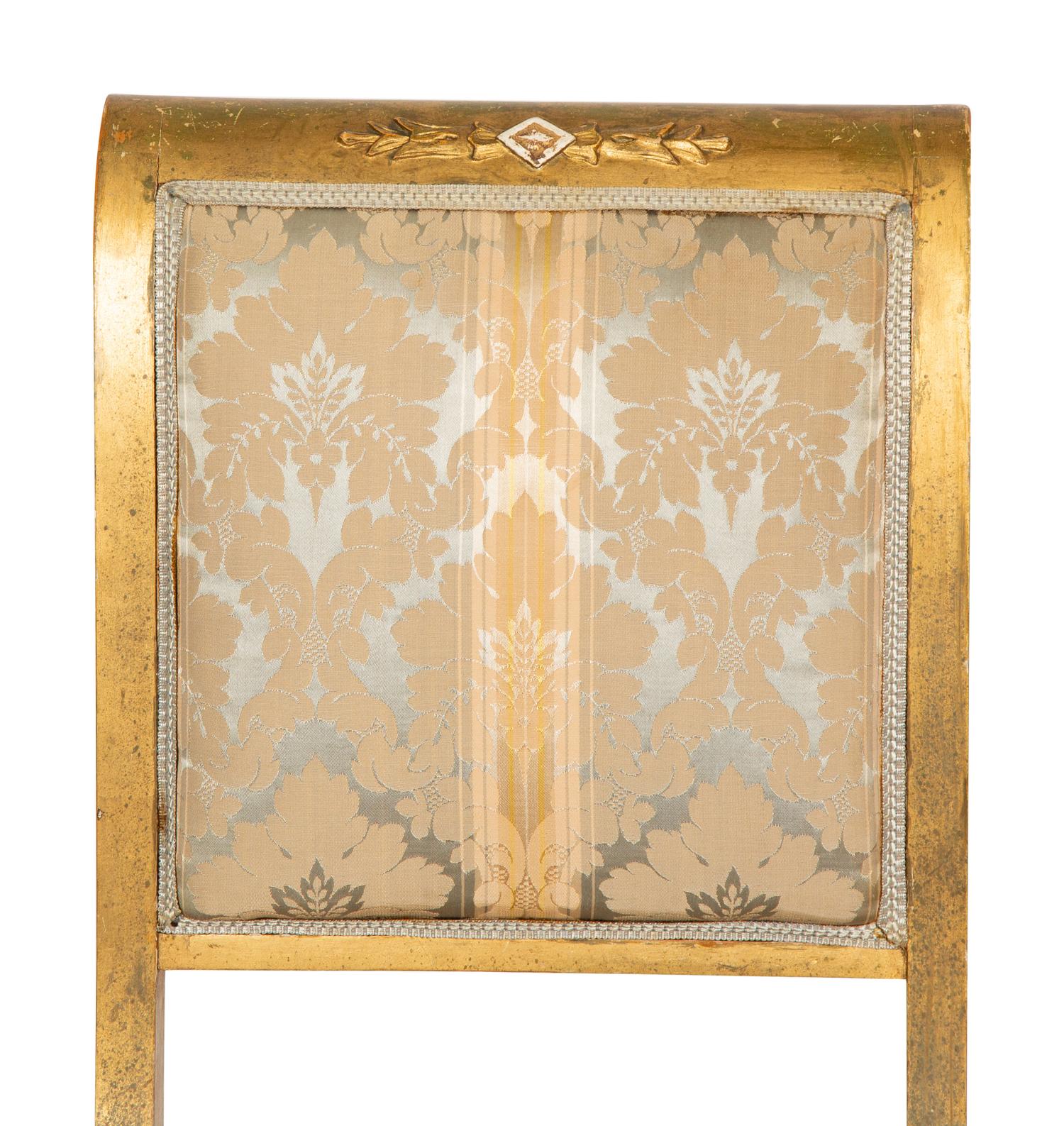 A Pair of Directoire Style Giltwood Side Chairs with Matching Tabourets — 20th Century