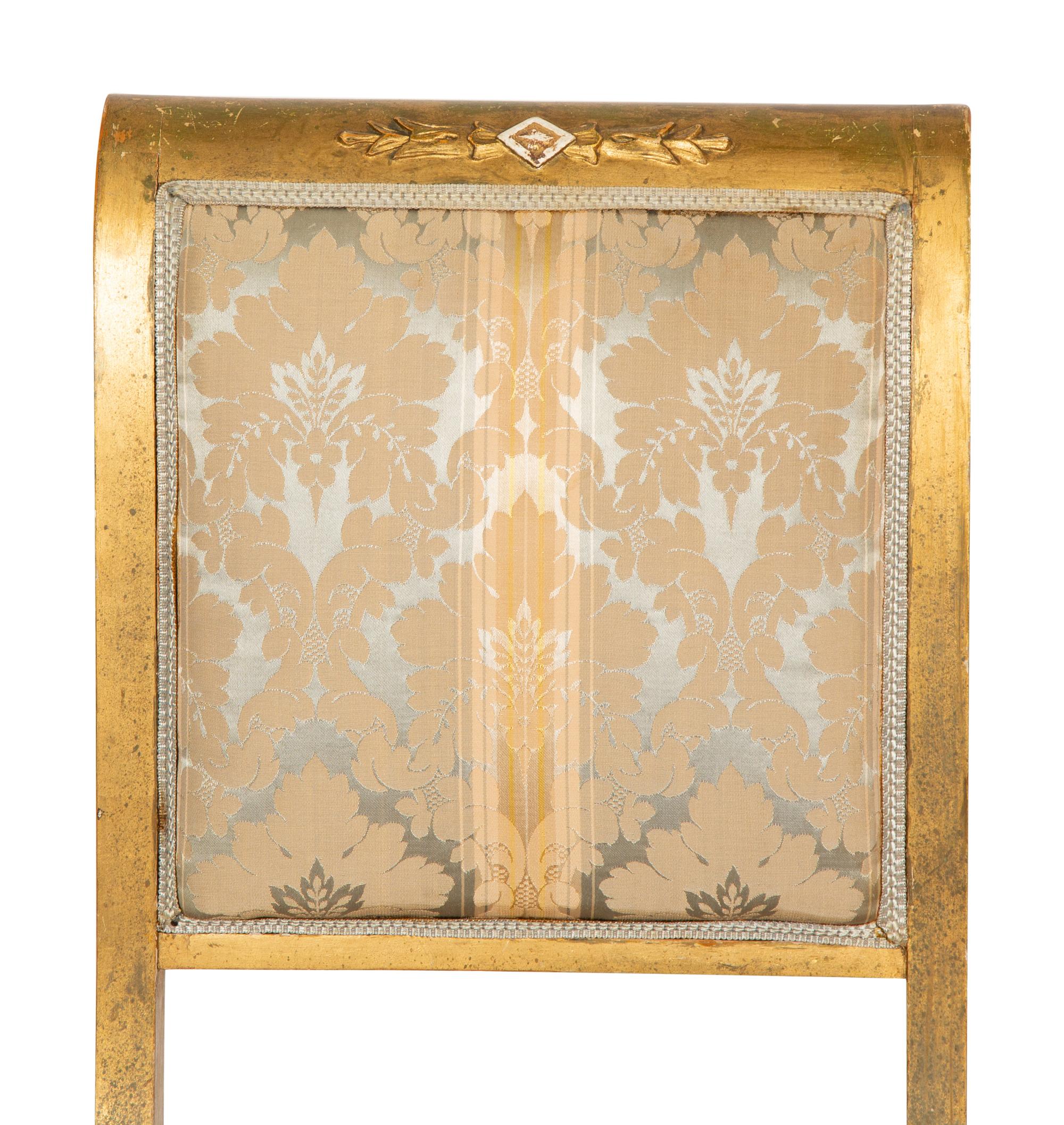 A Pair of Directoire Style Giltwood Side Chairs with Matching Tabourets — 20th Century