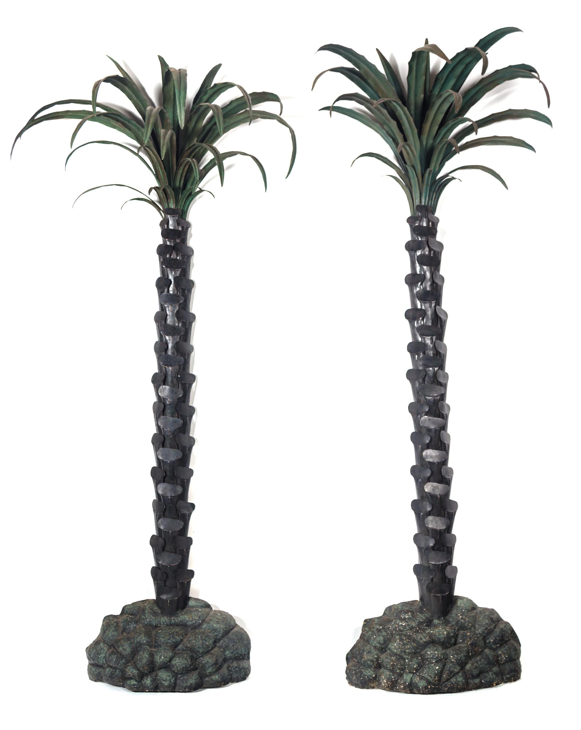 A Pair of Tole Models of Palm Trees Height 101 inches. — 20TH CENTURY