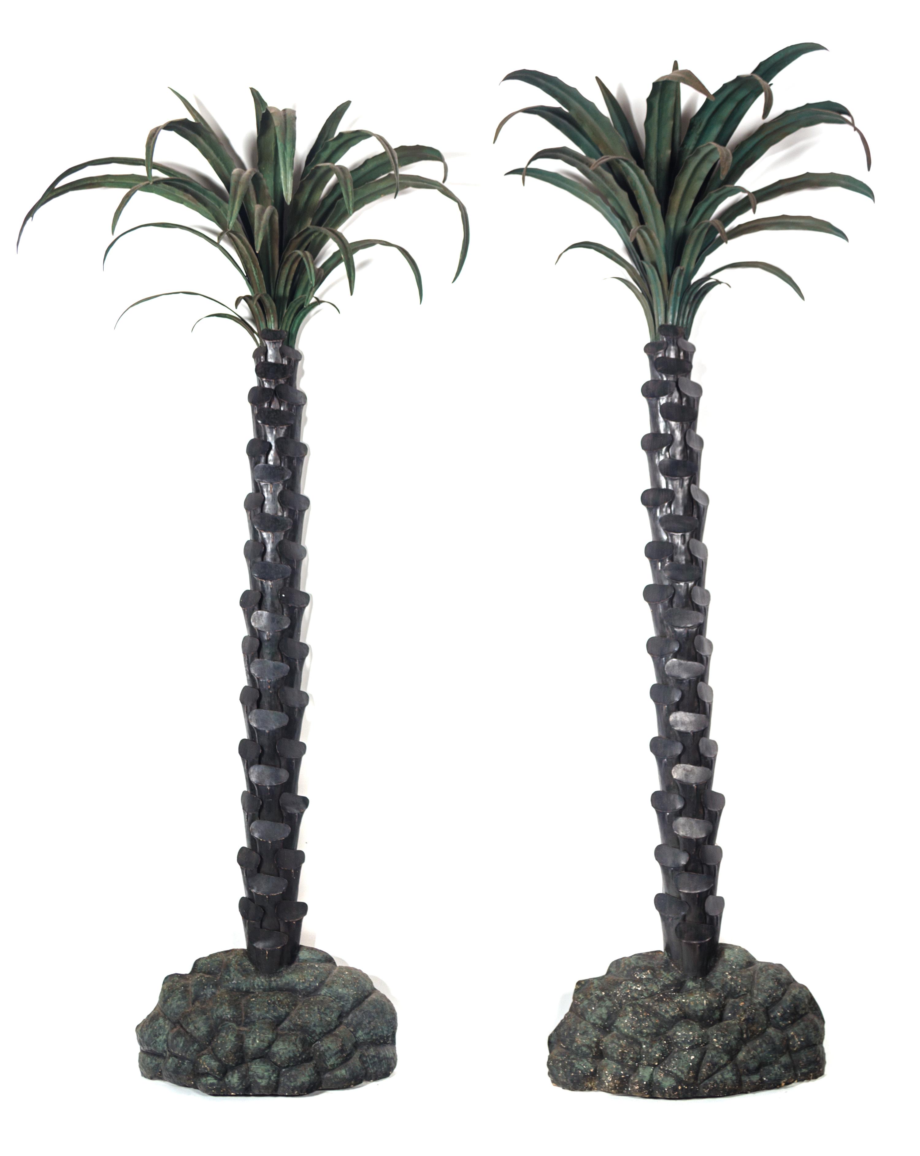 A Pair of Tole Models of Palm Trees Height 101 inches. — 20TH CENTURY