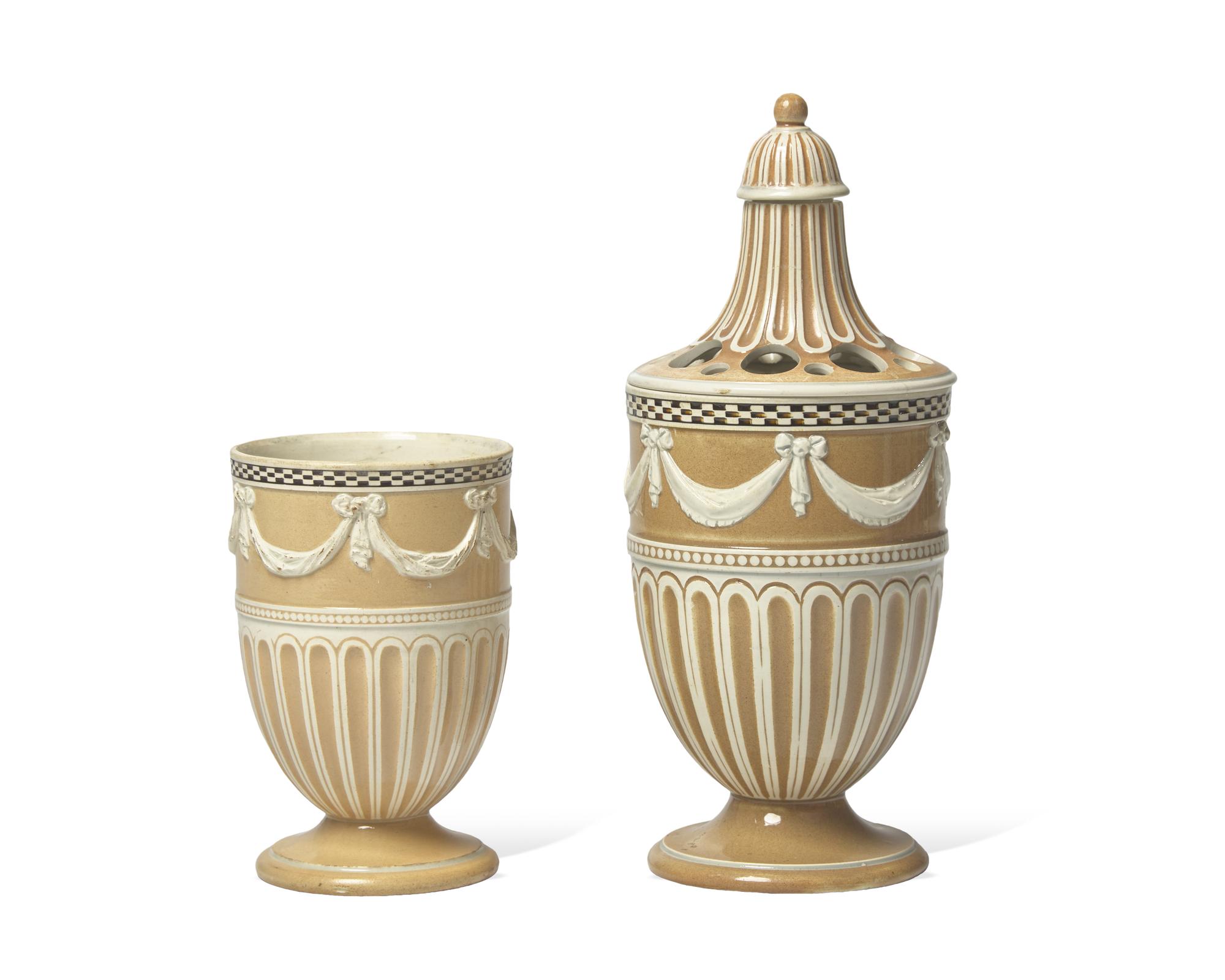 Two Wedgwood Cream Decorated Pearlware Articles