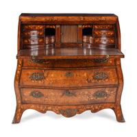 A Dutch Walnut and Marquetry Cylinder Bureau