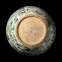 A Chinese Famille Rose Porcelain Fish Bowl, Late 19th-Early 20th Century 清晚期 粉彩開光人物故事博古圖大畫缸