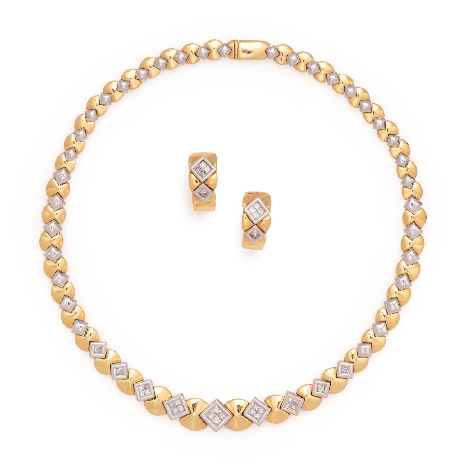 BICOLOR GOLD AND DIAMOND SET