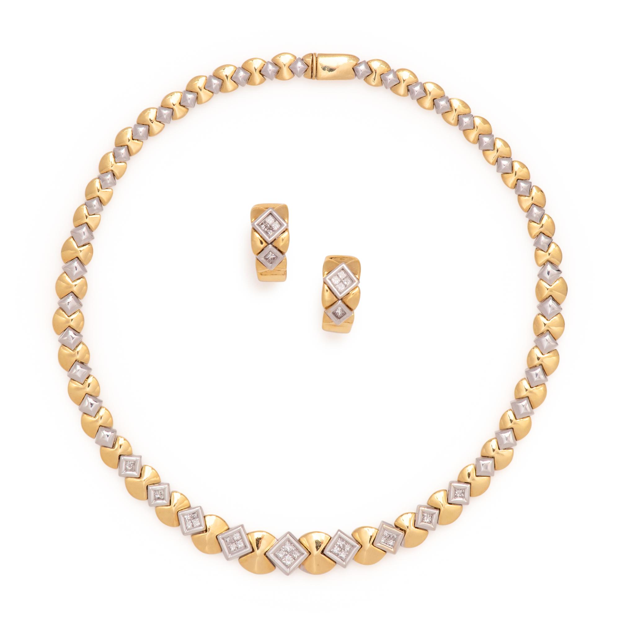 BICOLOR GOLD AND DIAMOND SET