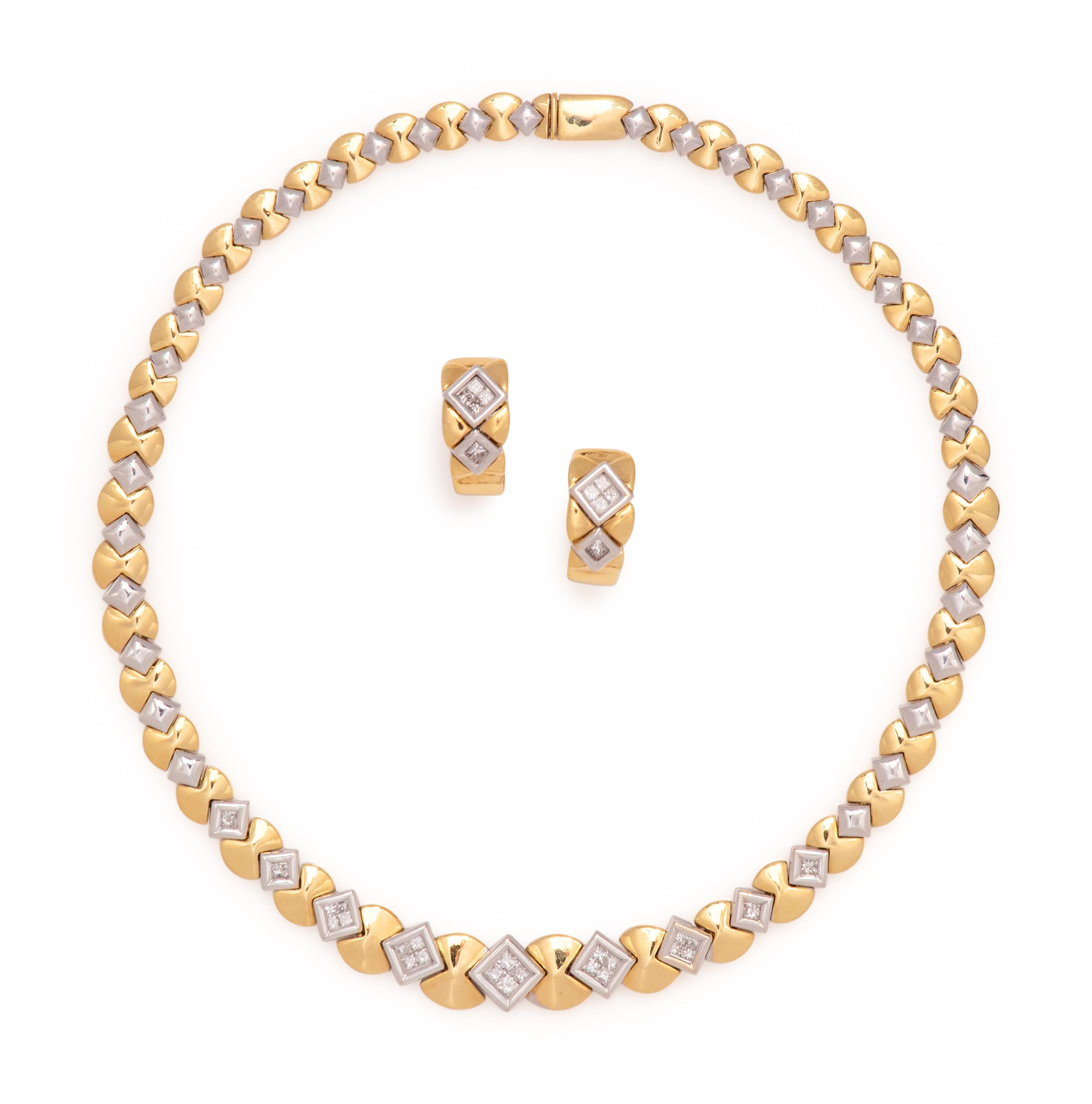 BICOLOR GOLD AND DIAMOND SET