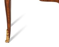 A Louis XV Style Gilt Bronze Mounted Kingwood and Marquetry Marble-Top Commode