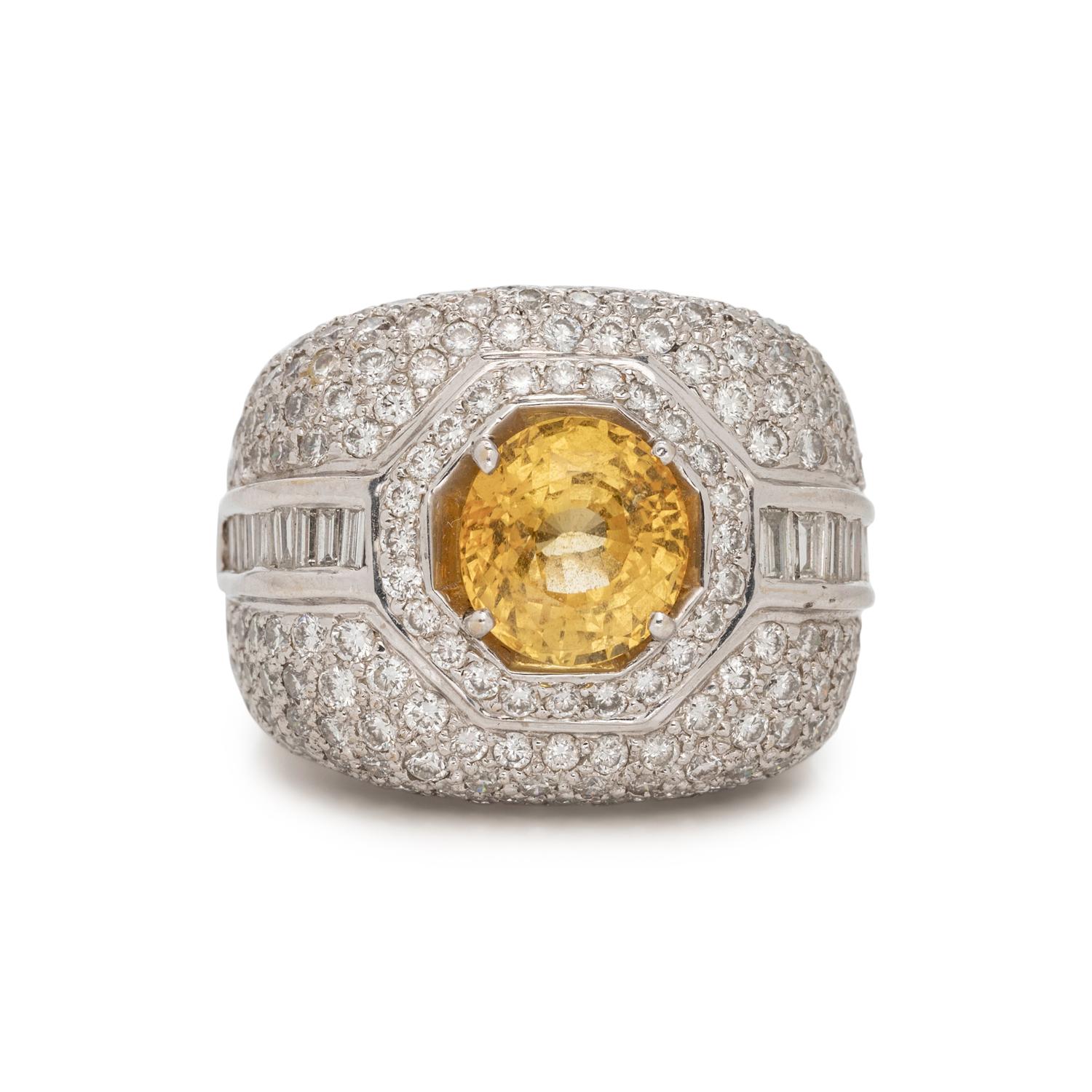 YELLOW SAPPHIRE AND DIAMOND RING