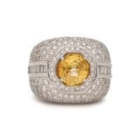 YELLOW SAPPHIRE AND DIAMOND RING